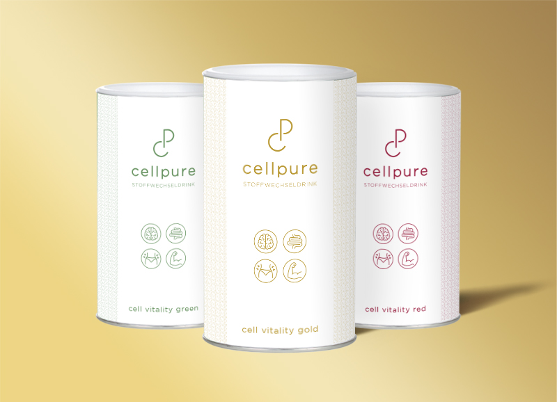 Etiketten und Logo für Cellpure