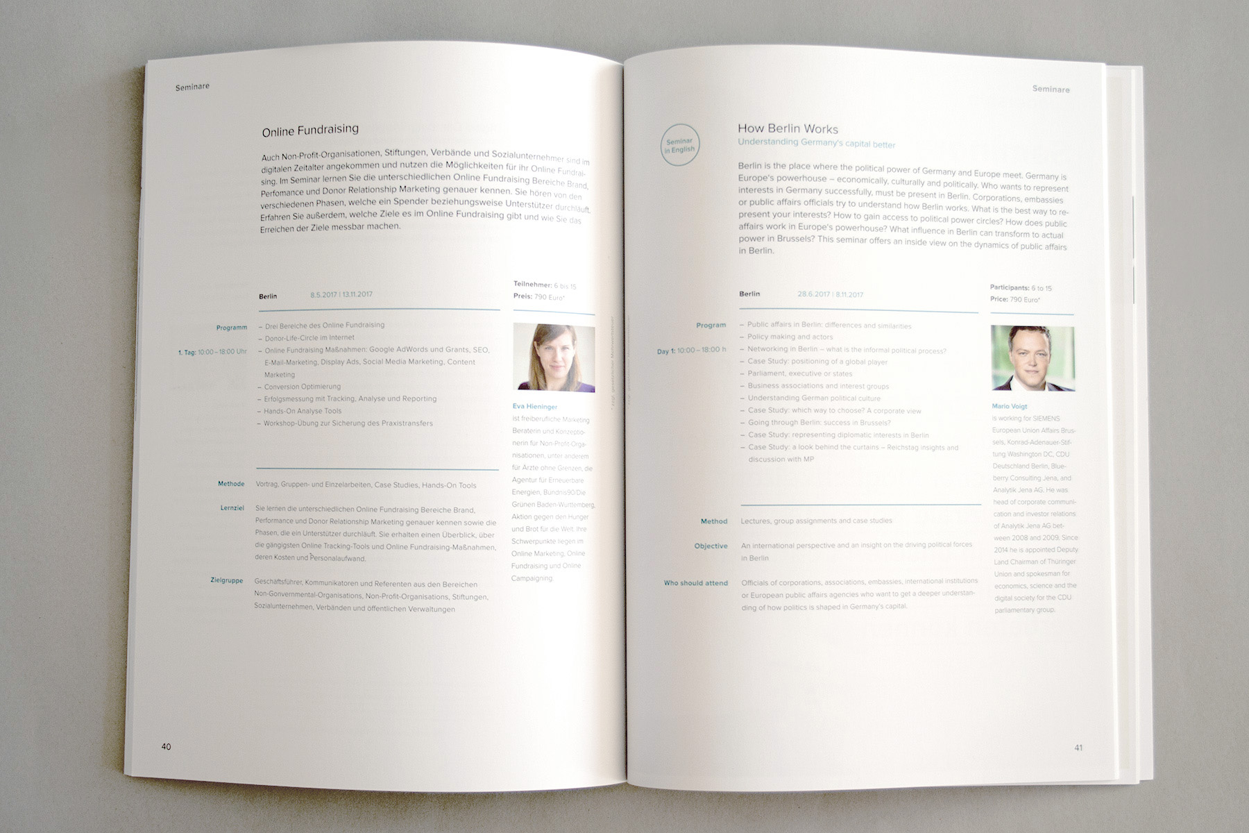 Seminarseite in der Programmbroschüre des Themenfeldes Politikmanagement der Deutschen Presseakademie