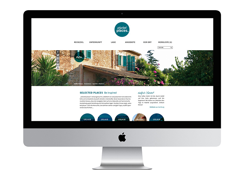 Webdesign für das Reiseportal selected places.de